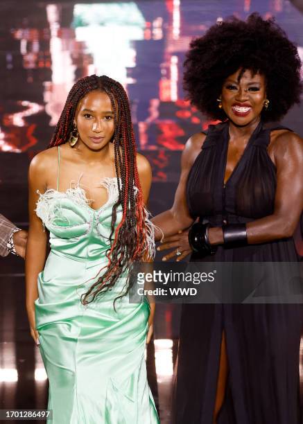 Genesis Tennon and Viola Davis walks the runway during the "Le Defile - Walk Your Worth" - 6th L'Oreal Show as part of Paris Fashion Week at the...