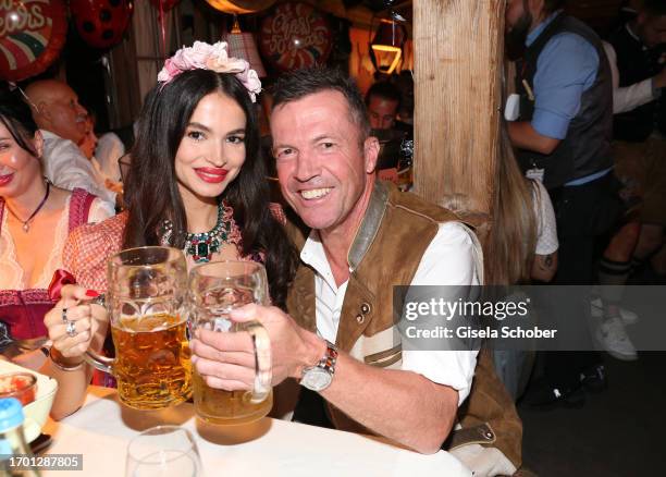 Anastasia Matthäus and Lothar Matthäus during the 188th Oktoberfest at Käferzelt on October 01, 2023 in Munich, Germany.