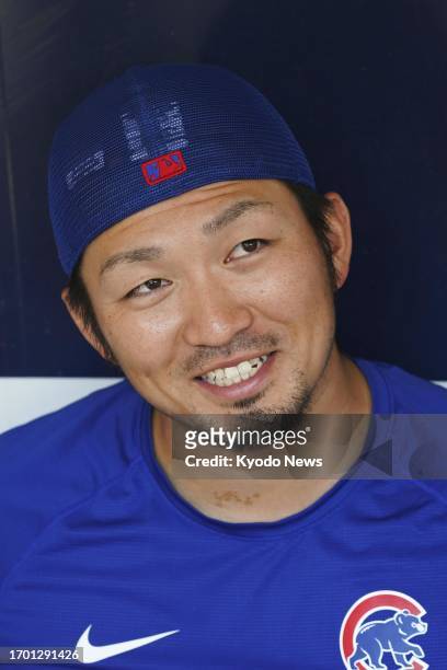 Chicago Cubs player Seiya Suzuki speaks to reporters prior to the regular-season finale against the Milwaukee Brewers at American Family Field in...
