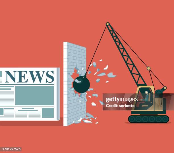 breakthrough the wall - news - extra extra newspaper stock illustrations