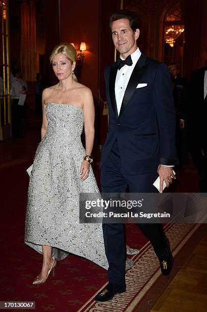 Crown Princess Marie-Chantal of Greece and Crown Prince Pavlos of Greece attend a private dinner on the eve of the wedding of Princess Madeleine and...