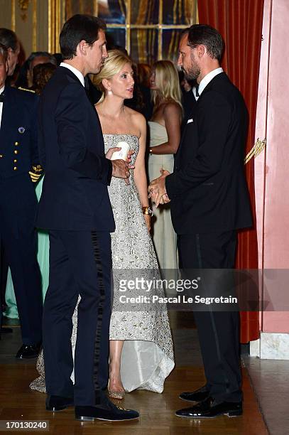 Crown Princess Marie-Chantal of Greece, Crown Prince Pavlos of Greece and Crown Prince Haakon of Norway attend a private dinner on the eve of the...