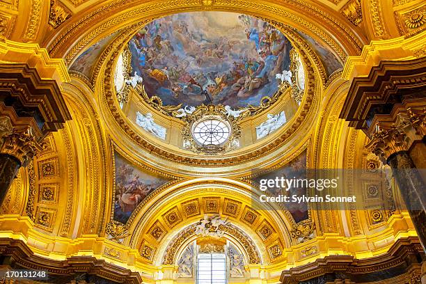 baroque dome of royal palace in madrid. - madrid royal palace stock pictures, royalty-free photos & images