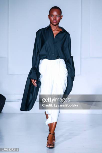 Model walks the runway during the Mossi Womenswear Spring/Summer 2024 show as part of Paris Fashion Week on September 25, 2023 in Paris, France.