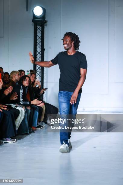 Mossi Traoré walks the runway during the Mossi Womenswear Spring/Summer 2024 show as part of Paris Fashion Week on September 25, 2023 in Paris,...