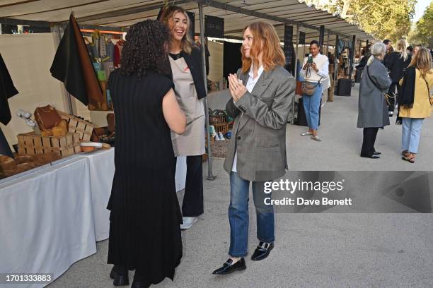Stella McCartney meets vendors at the Stella McCartney show during Paris Fashion Week Womenswear Spring/Summer 2024 on October 2, 2023 in Paris,...