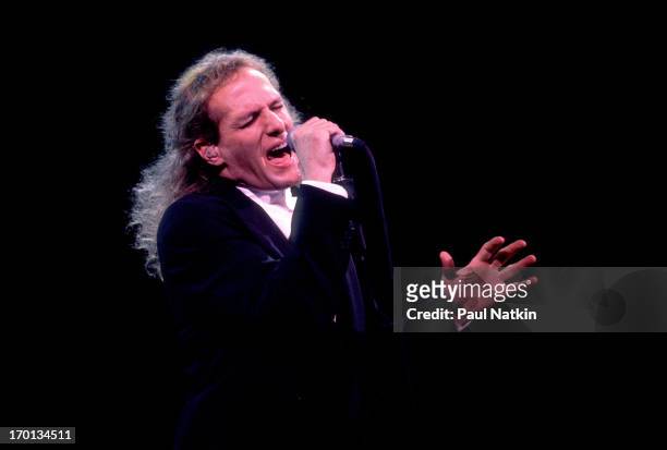 American pop singer Michael Bolton performs on stage, Chicago, Illinois, December 11, 1991.