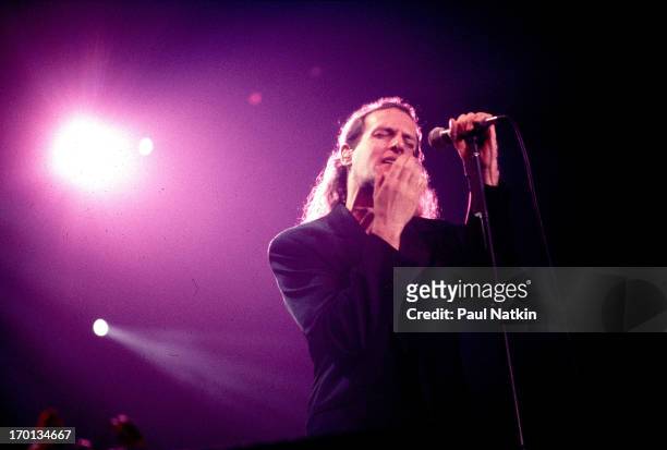 American pop singer Michael Bolton performs on stage, Chicago, Illinois, December 11, 1991.