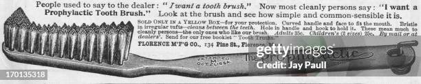 Advertisement for the Prophylactic Tooth Brush by the Florence Manufacturing Company in Florence, Massachusetts, 1899.