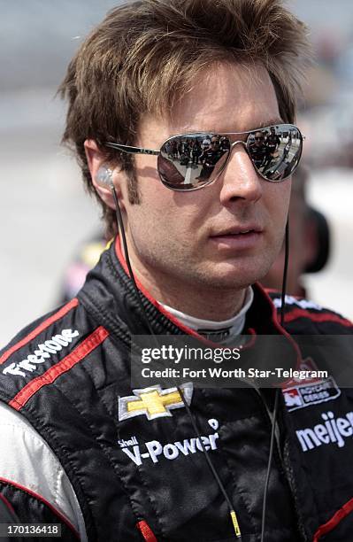 Verizon Team Penske driver Will Power appears after qualifying for the IZOD IndyCar Series Firestone 550 at Texas Motor Speedway in Fort Worth,...