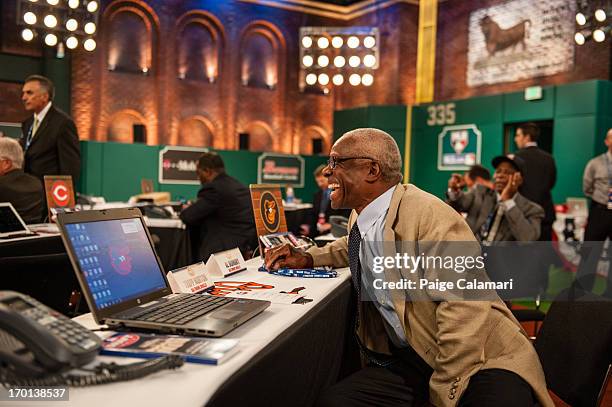 Baltimore Orioles representative Al Bumbry is seen during the 2013 First-Year Player Draft at MLB Network's Studio 42 on June 6, 2013 in Secaucus,...