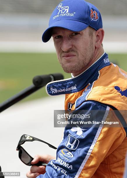 NovoLog FlexPen driver Charlie Kimball appears during qualifying for the IZOD IndyCar Series Firestone 550 at Texas Motor Speedway in Fort Worth,...