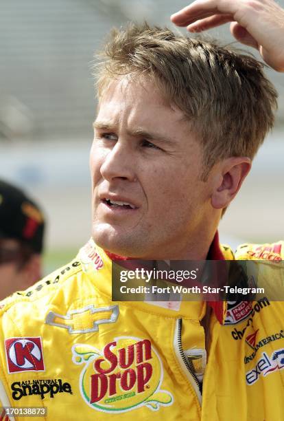 Driver Ryan Hunter-Reay appears during qualifying for the IZOD IndyCar Series Firestone 550 at Texas Motor Speedway in Fort Worth, Texas, Friday,...