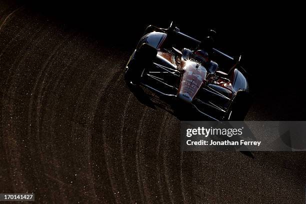 Takuma Sato of Japan drives the ABC Supply A.J. Foyt Racing Honda during practice for the IZOD IndyCar Series Firestone 550 at Texas Motor Speedway...