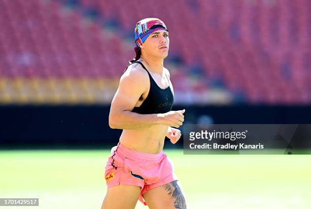 Reece Walsh is seen during a Brisbane Broncos NRL training session at Suncorp Stadium on September 26, 2023 in Brisbane, Australia.