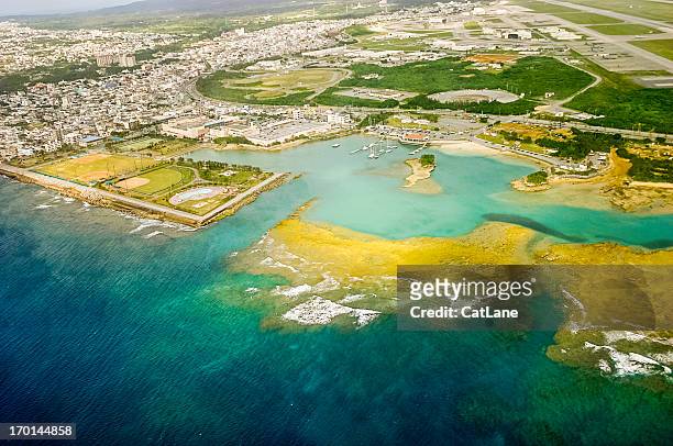 okinawa, japan: aerial view - tranquility base stock pictures, royalty-free photos & images
