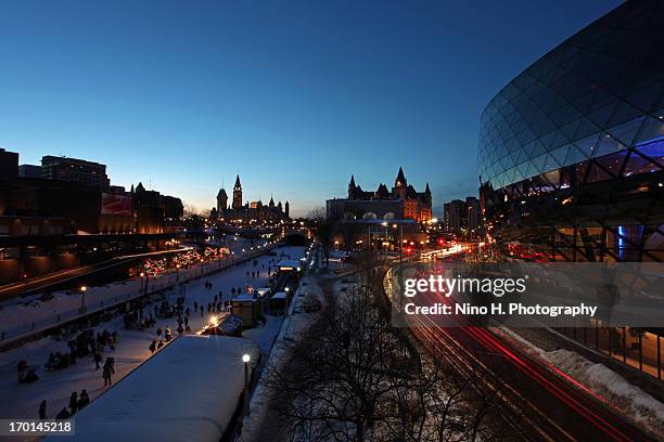 ottawa skyline at night - ottawa people stock pictures, royalty-free photos & images