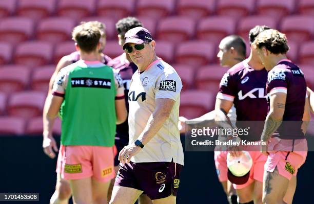 Coach Kevin Walters issduring a Brisbane Broncos NRL training session at Suncorp Stadium on September 26, 2023 in Brisbane, Australia.