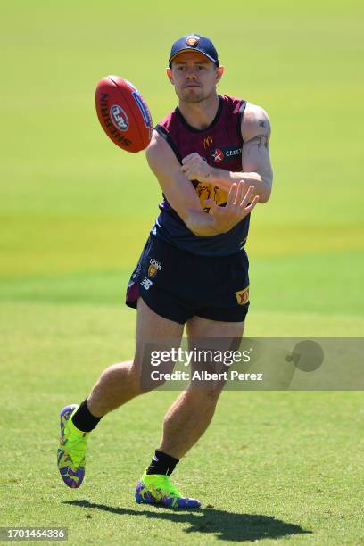 Lachie Neale of the Lions in action during a Brisbane Lions AFL training session at Brighton Homes Arena on September 26, 2023 in Ipswich, Australia.