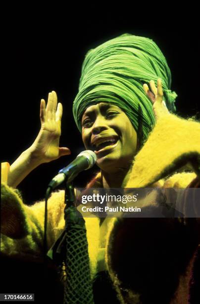 American Erykah Badu performs on stage, Chicago, Illinois, February 26, 2001.