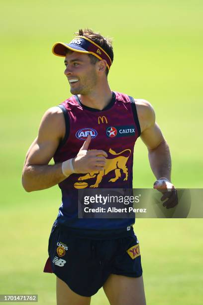 Josh Dunkley of the Lions is seen during a Brisbane Lions AFL training session at Brighton Homes Arena on September 26, 2023 in Ipswich, Australia.