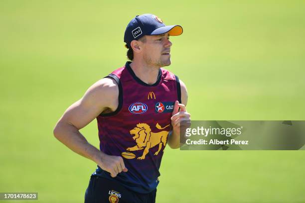 Lachie Neale of the Lions in action during a Brisbane Lions AFL training session at Brighton Homes Arena on September 26, 2023 in Ipswich, Australia.
