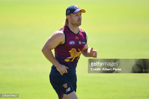 Daniel Rich of the Lions is seen during a Brisbane Lions AFL training session at Brighton Homes Arena on September 26, 2023 in Ipswich, Australia.