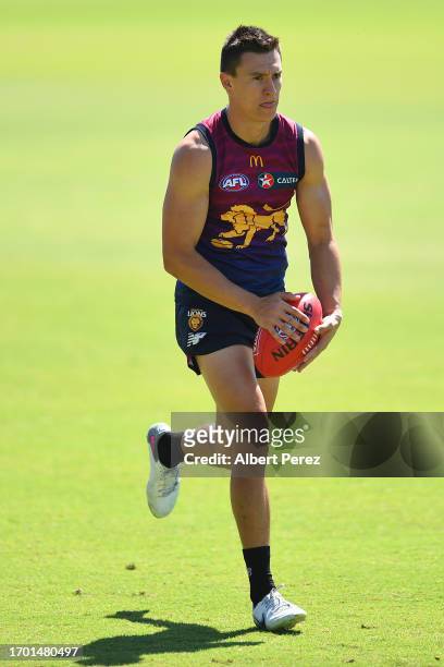 Hugh McCluggage of the Lions in action during a Brisbane Lions AFL training session at Brighton Homes Arena on September 26, 2023 in Ipswich,...