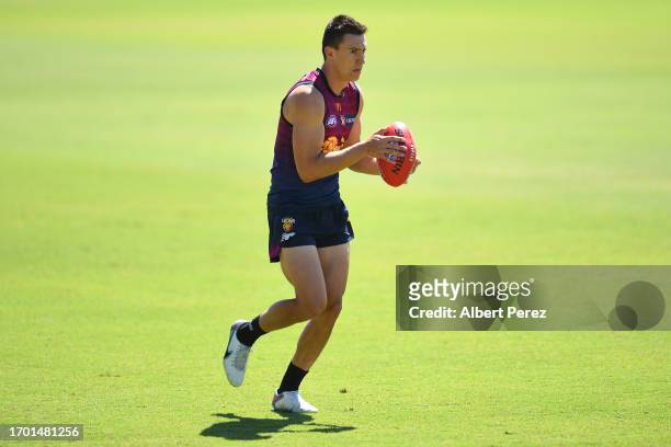 Hugh McCluggage of the Lions in action during a Brisbane Lions AFL training session at Brighton Homes Arena on September 26, 2023 in Ipswich,...