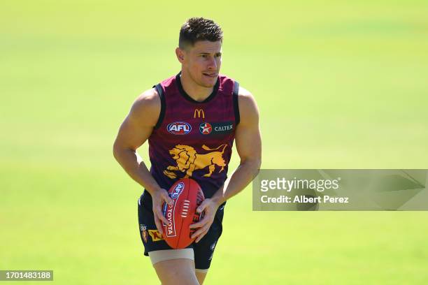Dayne Zorko of the Lions in action during a Brisbane Lions AFL training session at Brighton Homes Arena on September 26, 2023 in Ipswich, Australia.
