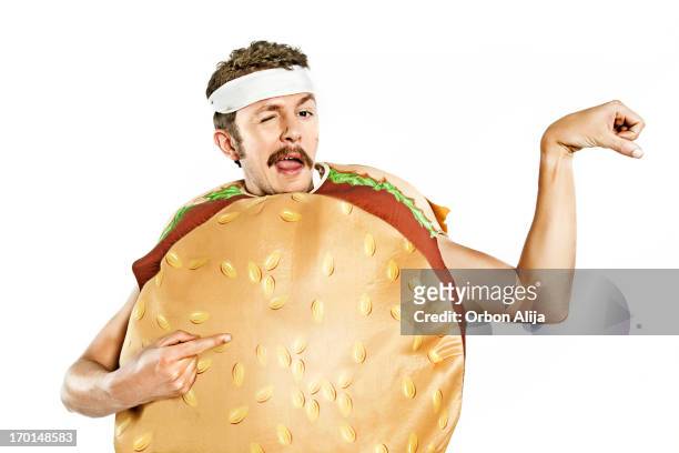 hamburger di uomo - fat guy foto e immagini stock