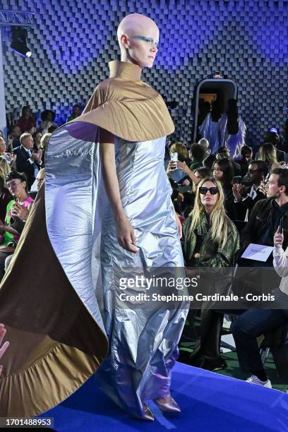 Model Coco Labbée walks the runway during the Pierre Cardin Womenswear Spring/Summer 2024 show as part of Paris Fashion Week on September 25, 2023 in...