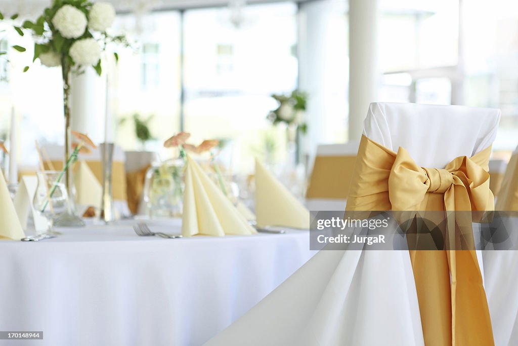 Wedding Reception Balroom Hall with Elegant Table Setting