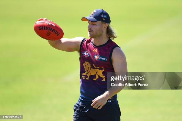 Daniel Rich of the Lions in action during a Brisbane Lions AFL training session at Brighton Homes Arena on September 26, 2023 in Ipswich, Australia.