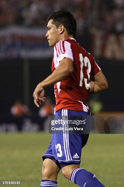 Miguel Samudio of Paraguay during the match between Paraguay and Chile as part of the South American Qualifiers for FIFA World Cup Brazil 2014, at...