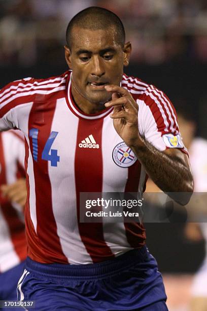 Paulo Da Silva of Paraguay during the match between Paraguay and Chile as part of the South American Qualifiers for FIFA World Cup Brazil 2014, at...