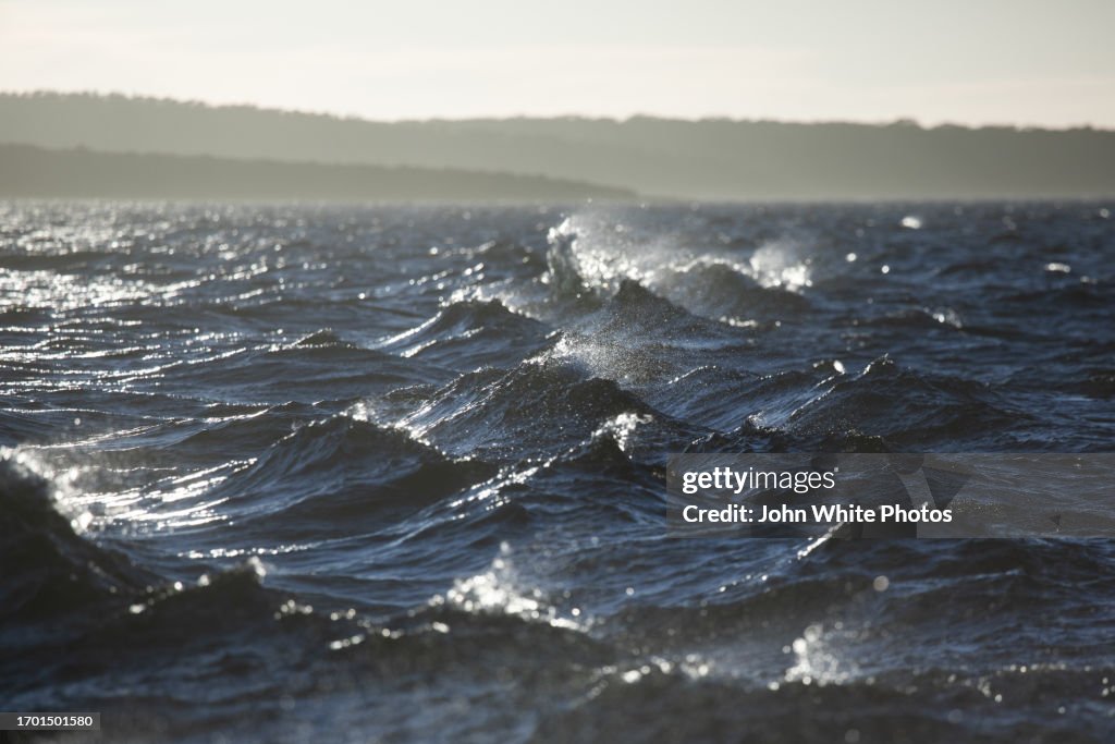 Choppy sea. Rough weather conditions causing waves to become choppy.
