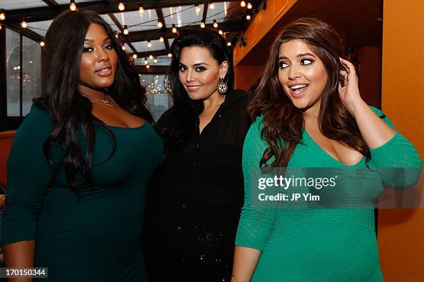 Joanne Borgella, Rosie Mercado and Denise Bidot film on location for NUVOtv's "Curvy Girls" on June 7, 2013 at 6 Columbus Hotel in New York City.