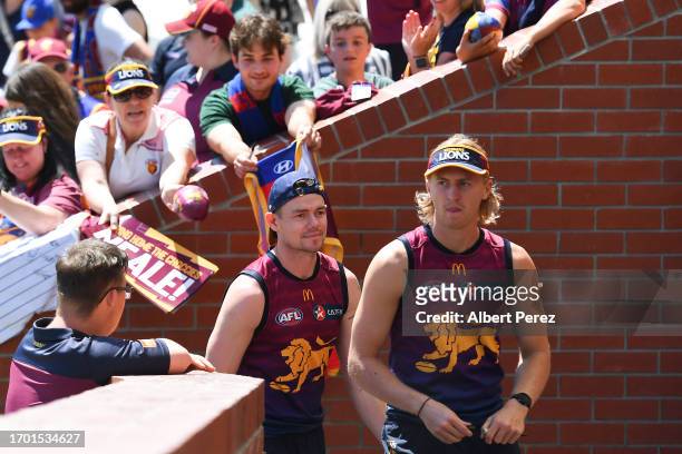 Lachie Neale of the Lions is seen during a Brisbane Lions AFL training session at Brighton Homes Arena on September 26, 2023 in Ipswich, Australia.
