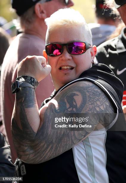 Fans show support during a Collingwood Magpies AFL training session at AIA Centre on September 26, 2023 in Melbourne, Australia.