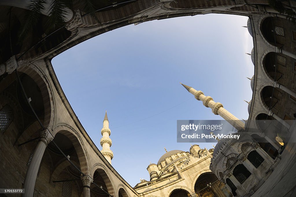 Blue Mosque Istanbul Courtyard Wide Angle View