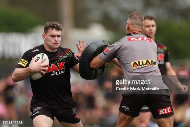 Liam Martin of the Panthers trains during a Penrith Panthers NRL training session at BlueBet Stadium on September 26, 2023 in Penrith, Australia.