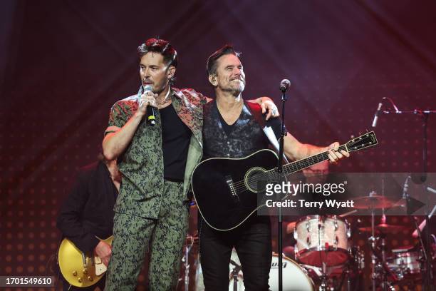 Sam Palladio and Charles Esten perform during the Nashville Reunion Tour at Ryman Auditorium on September 25, 2023 in Nashville, Tennessee.