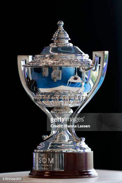 Epsom trophy is on display at the Epsom Barrier Draw at Royal Randwick Racecourse on September 26, 2023 in Sydney, Australia.