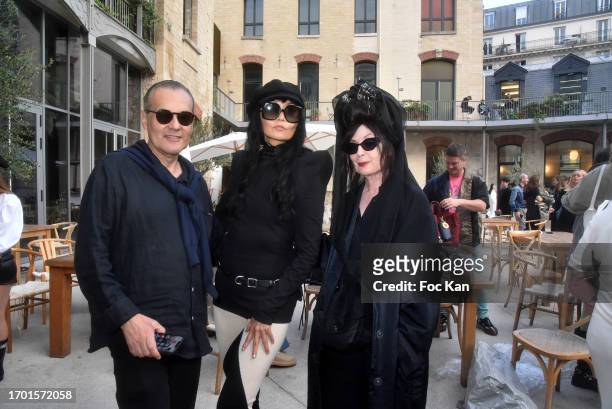 Marco de Rivera, model Irina Pantaeva and Diane Pernet attend the Weinsanto Womenswear Spring/Summer 2024 show as part of Paris Fashion Week on...
