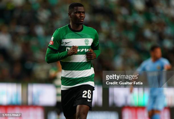 Ousmane Diomande of Sporting CP during the Liga Portugal Betclic match between Sporting CP and Rio Ave FC at Estadio Jose Alvalade on September 25,...