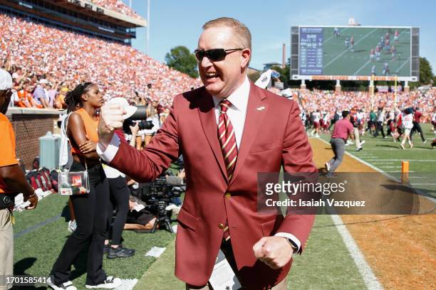 Michael Alford, Vice President and Director of Athletics at Florida State Seminoles, reacts after the overtime touchdown against the Clemson Tigers...