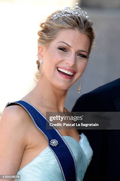 Princess Tatiana of Greece attends the wedding of Princess Madeleine of Sweden and Christopher O'Neill hosted by King Carl Gustaf XIV and Queen...