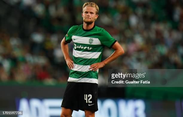 Morten Hjulmand of Sporting CP during the Liga Portugal Betclic match between Sporting CP and Rio Ave FC at Estadio Jose Alvalade on September 25,...