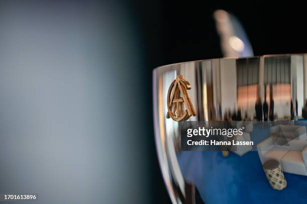The James Squire Metropolitan trophy is on display at the Epsom Barrier Draw at Royal Randwick Racecourse on September 26, 2023 in Sydney, Australia.